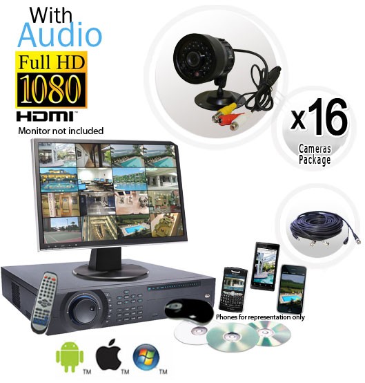CCTV Cameras with Audio, 16 Camera System